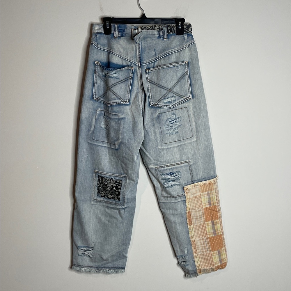 POL | Women’s Patchwork Boho Ankle-Length Denim Size Small 28in Waist - Picture 6 of 9
